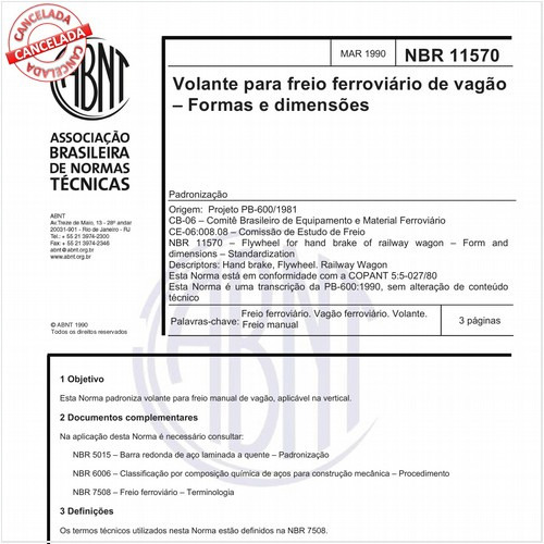 Volante para freio ferroviário de vagão - Formas e dimensões