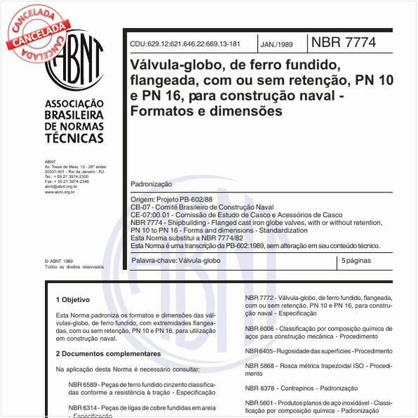Válvula-globo, de ferro fundido, flangeada, com ou sem retenção, PN 10 e PN 16, para construção naval - Formatos e dimensões