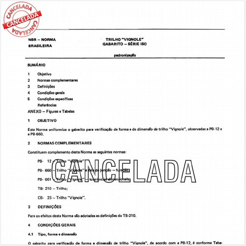 Trilho "Vignole" - Gabarito - Série iso