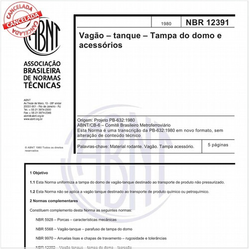 Vagão tanque - Tampa do domo e acessórios