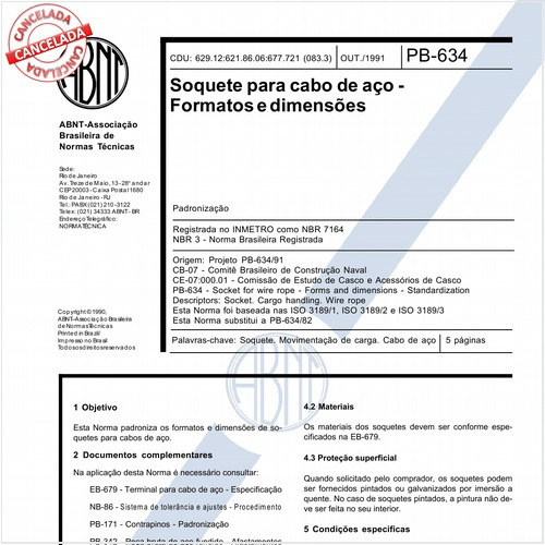 Soquete para cabo de aço - Formatos e dimensões