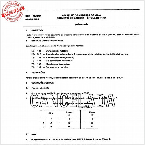 Aparelho de mudança de via A - Dormente de madeira - Bitola métrica