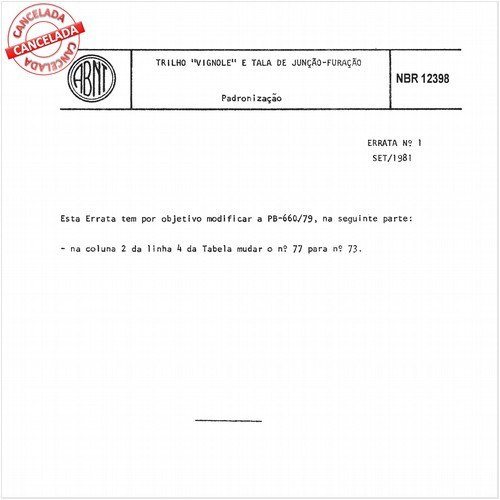 Trilho "Vignole" e tala de junção - Furação