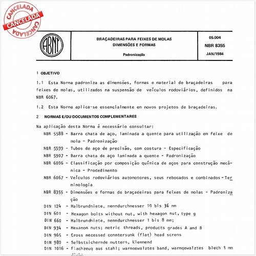 Bracadeiras para feixes de molas - Dimensões e formas