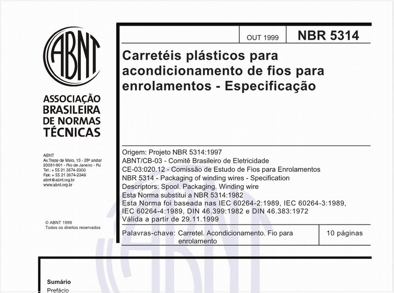Carretéis plásticos para acondicionamento de fios para enrolamentos - Especificação