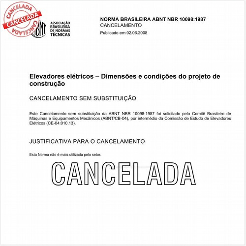 Elevadores elétricos - Dimensões e condições do projeto de construção