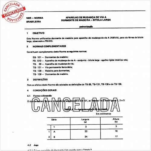 Aparelho de mudança de via A - Dormente de madeira - Bitola larga