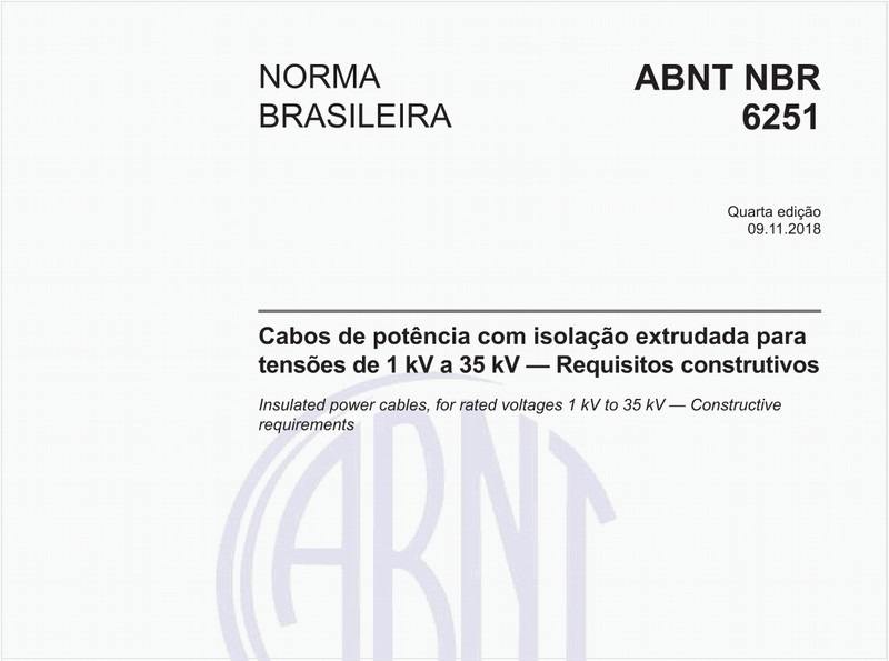 Cabos de potência com isolação extrudada para tensões de 1 kV a 35 kV - Requisitos construtivos
