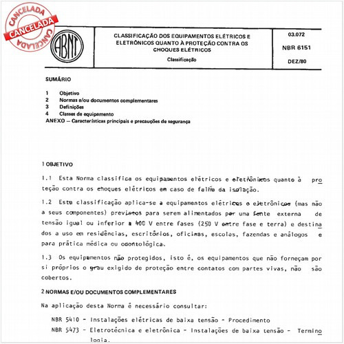 Classificação dos equipamentos elétricos e eletrônicos quanto à proteção contra os choques elétricos