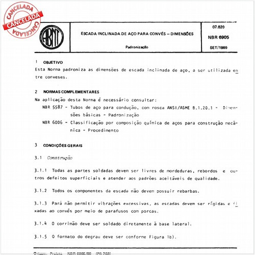Escada inclinada de aço para convés - Dimensões