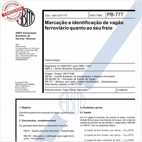 Marcação e identificação de vagão ferroviário quanto ao seu freio