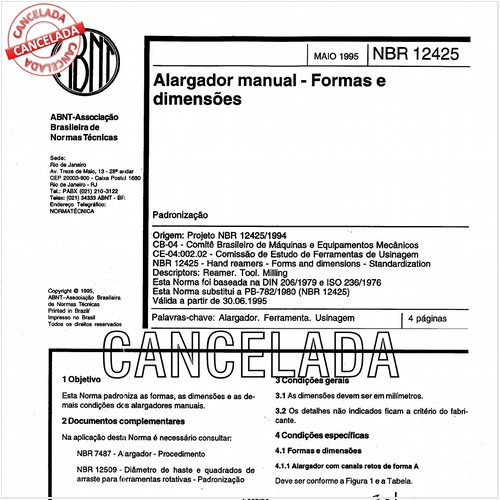 Alargador manual - Formas e dimensões