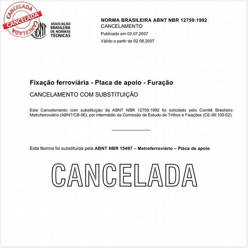 Fixação ferroviária - Placa de apoio - Furação