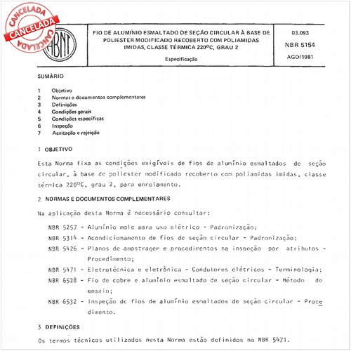 Fio de alumínio esmaltado de seção circular à base de poliéster modificado recoberto com poliamidas imidas, classe térmica 220°C, grau 2