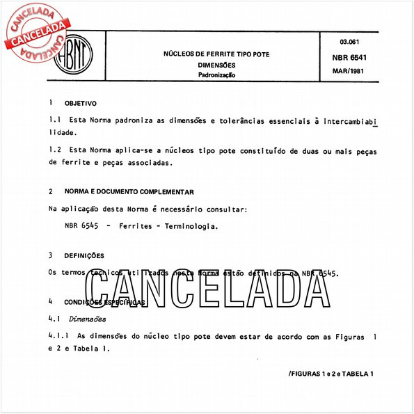 Núcleos de ferrite tipo pote - Dimensões
