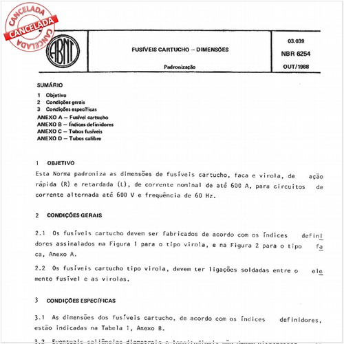 Fusíveis cartucho - Dimensões