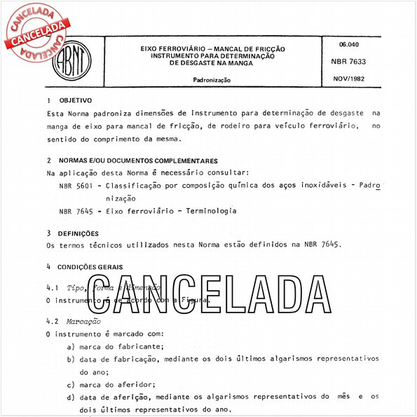 Eixo ferroviário - Mancal de fricção - Instrumento para determinação do desgaste na manga