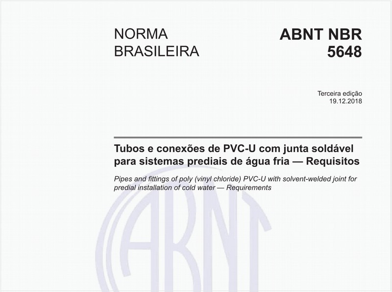 Tubos e conexões de PVC-U com junta soldável para sistemas prediais de água fria - Requisitos