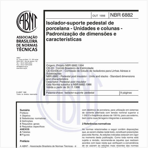Isolador-suporte pedestal de porcelana - Unidades e colunas - Padronização de dimensões e características