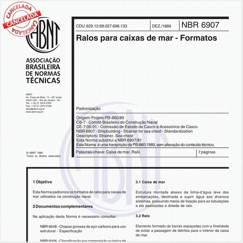 Ralos para caixas de mar - Formatos