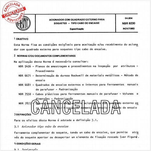 Acionador com quadrado externo para soquetes - Tipo cabo de encaixe