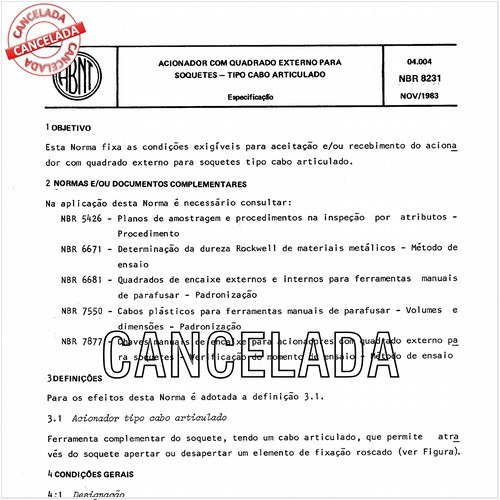 Acionador com quadrado externo para soquetes - Tipo cabo articulado