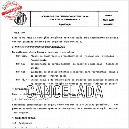 Acionador com quadrado externo para soquetes - Tipo manivela