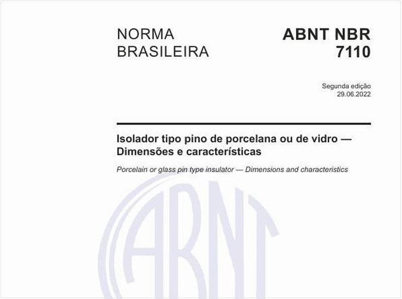 Isolador tipo pino de porcelana ou de vidro - Dimensões e características