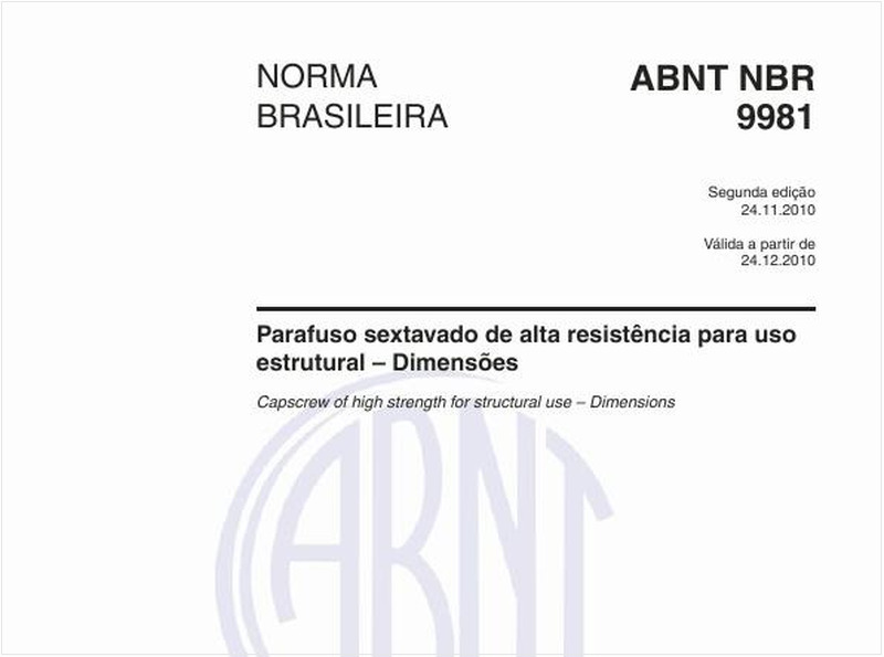Parafuso sextavado de alta resistência para uso estrutural – Dimensões