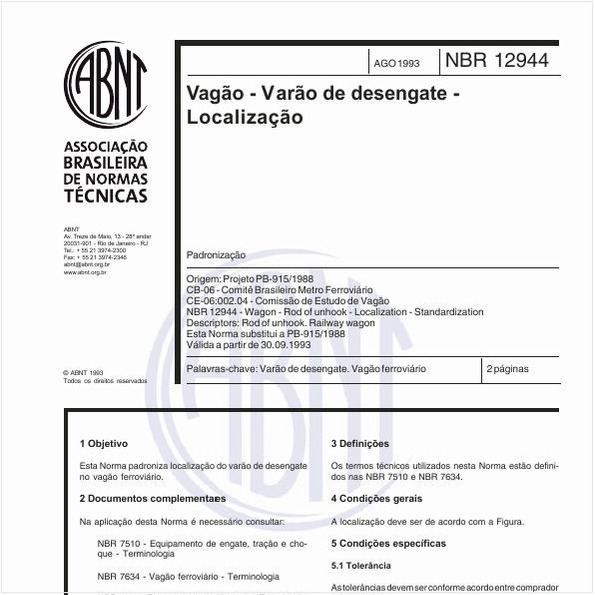 Vagão - Varão de desengate - Localização - Padronização