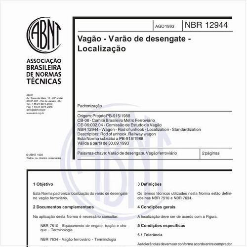 Vagão - Varão de desengate - Localização - Padronização