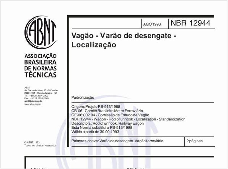 Vagão - Varão de desengate - Localização - Padronização