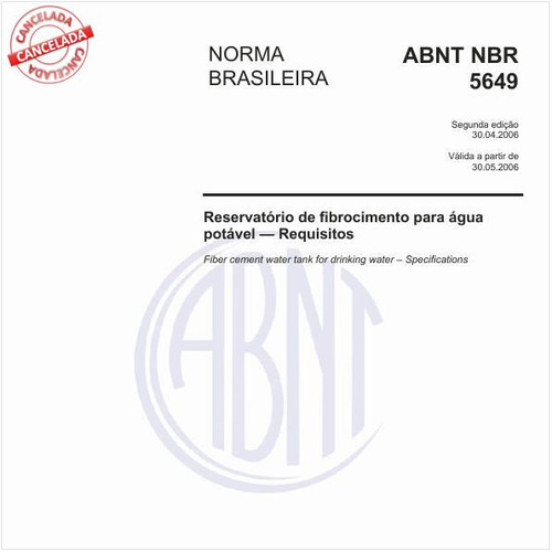 Reservatório de fibrocimento para água potável - Requisitos