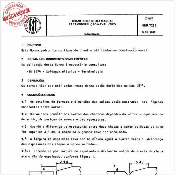 Chanfro de solda manual para construção naval - Tipo