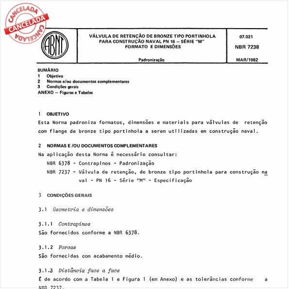 Válvula de retenção de bronze tipo portinhola para construção naval PN 16 - Série "M" - Formato e dimensões