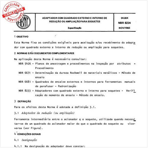 Adaptador com quadrado externo e interno de redução ou ampliação para soquetes