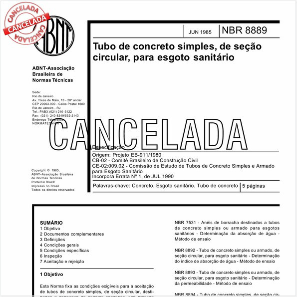 Tubo de concreto simples, de seção circular, para esgoto sanitário
