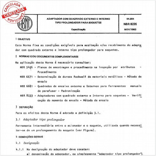 Adaptador com quadrado externo e interno tipo prolongador para soquetes