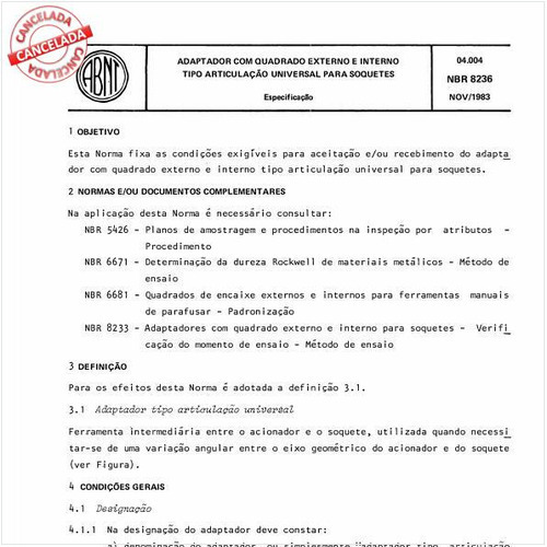 Adaptador com quadrado externo e interno tipo articulação universal para soquetes