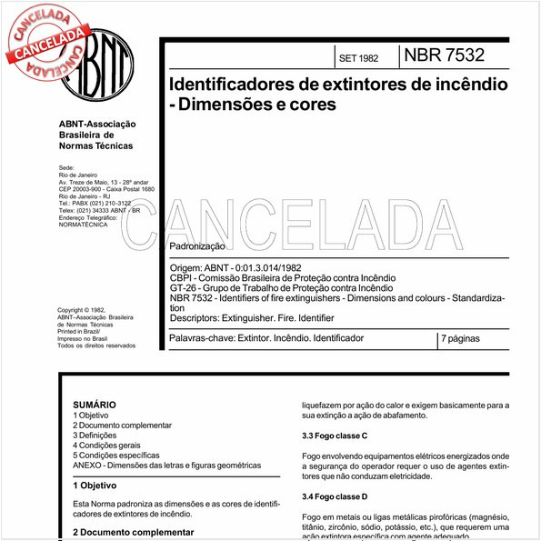 Identificadores de extintores de incêndio - Dimensões e cores