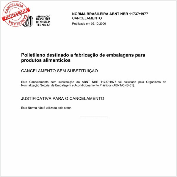 Polietileno destinado a fabricação de embalagens para produtos alimentícios