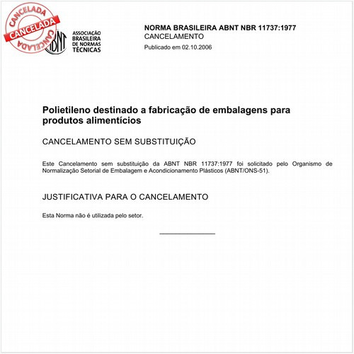 Polietileno destinado a fabricação de embalagens para produtos alimentícios