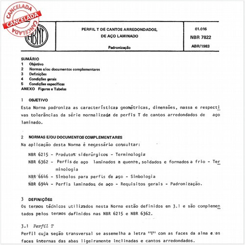 Perfil T de cantos arredondados, de aço laminado
