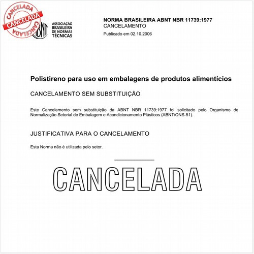 Polistireno para uso em embalagens de produtos alimentícios