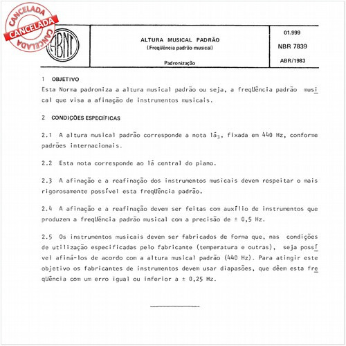 Altura musical padrão (freqüência padrão musical)