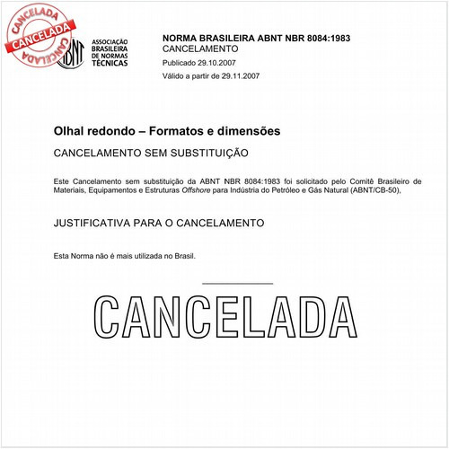 Olhal redondo - Formatos e dimensões