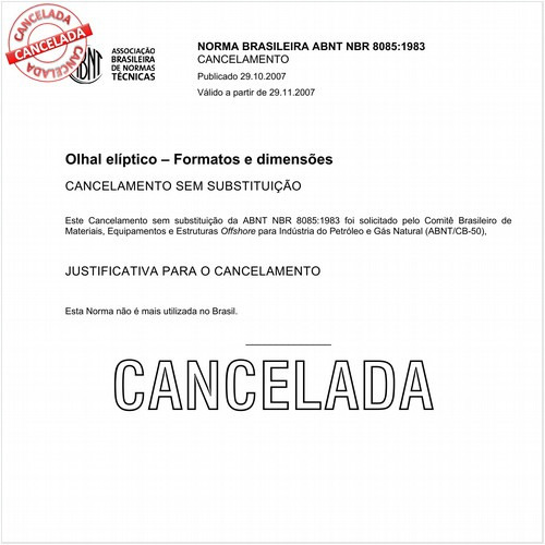 Olhal eliptico - Formatos e dimensões