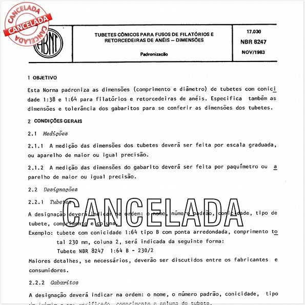 Tubetes cônicos para fusos de filatórios e retorcedeiras de anéis - Dimensões