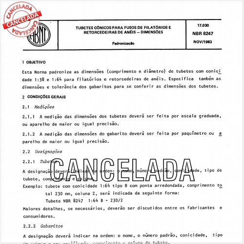 Tubetes cônicos para fusos de filatórios e retorcedeiras de anéis - Dimensões
