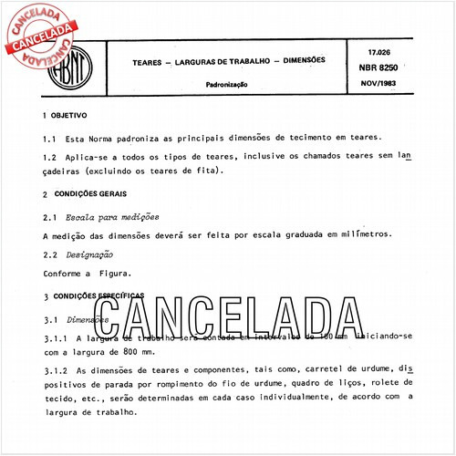 Teares - Larguras de trabalho - Dimensões